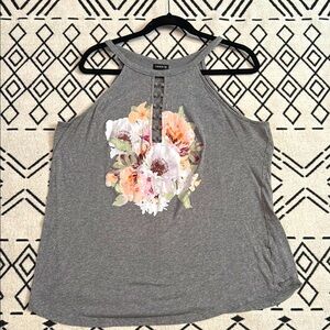 Torrid Gray Floral Women's Top size 1 plus